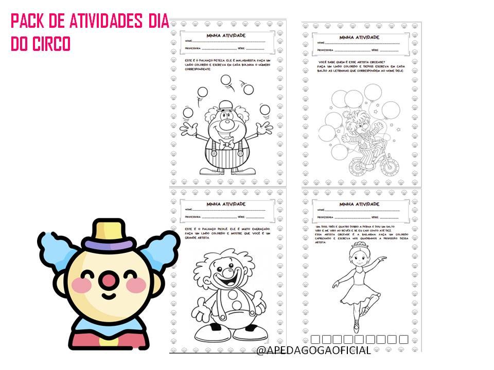 Pack De Atividades Dia Do Circo Educa Market 1033