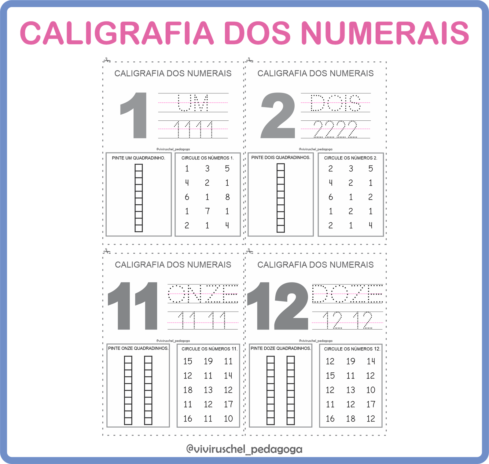 ATIVIDADE COM NUMERAIS ATÉ 20 - JOGO DA MEMÓRIA COM NUMERAIS PARA