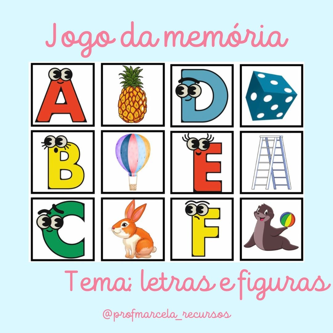 Jogo da Memória Infantil para Alfabetização Figuras Palavras