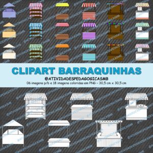 CLIPART barraquinhas – p&b e colorido (PNG