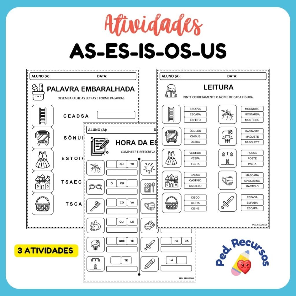 Atividades Com AS - ES -IS - OS - US - Educa Market