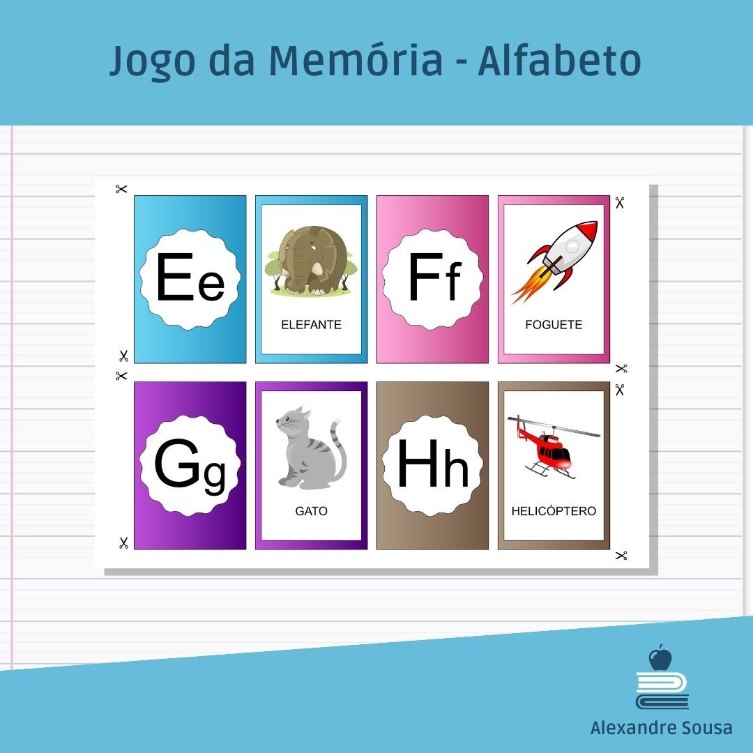Jogo da Memória Educativo Letras e Figuras Alfabeto Infantil