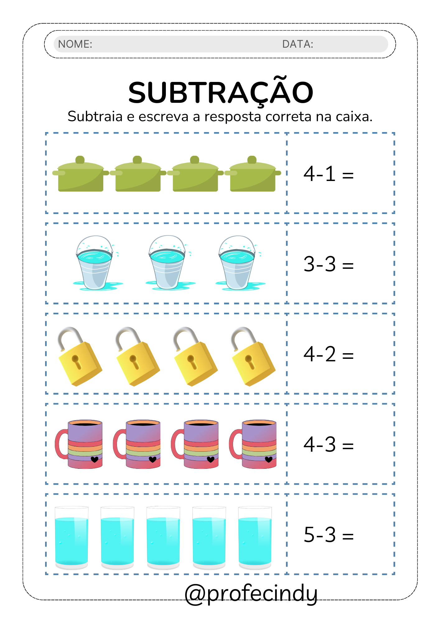 Subtração Simples e Divertida worksheet