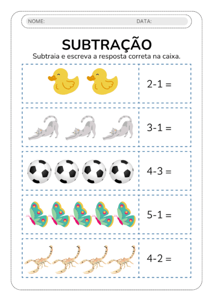 Subtração Simples e Divertida worksheet