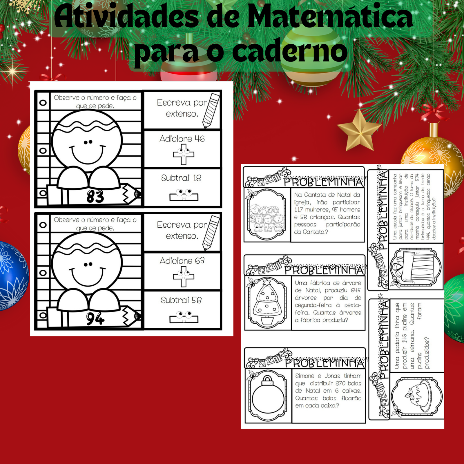 Caderno de Atividades Pedagógicas 1º ano - [Parte III] - Atividades de  Matemática