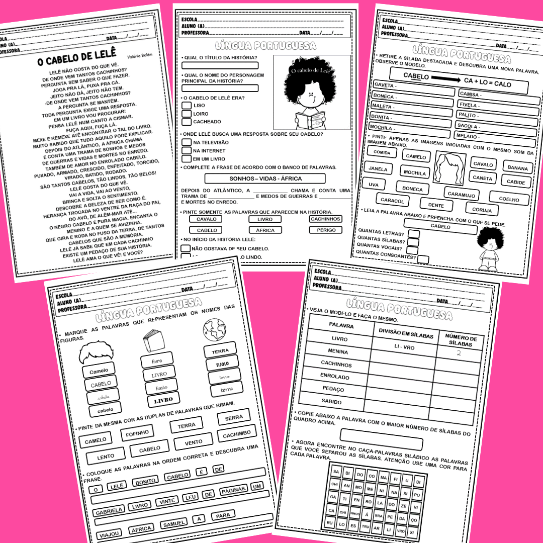 Caça-palavras worksheet for 5º ano