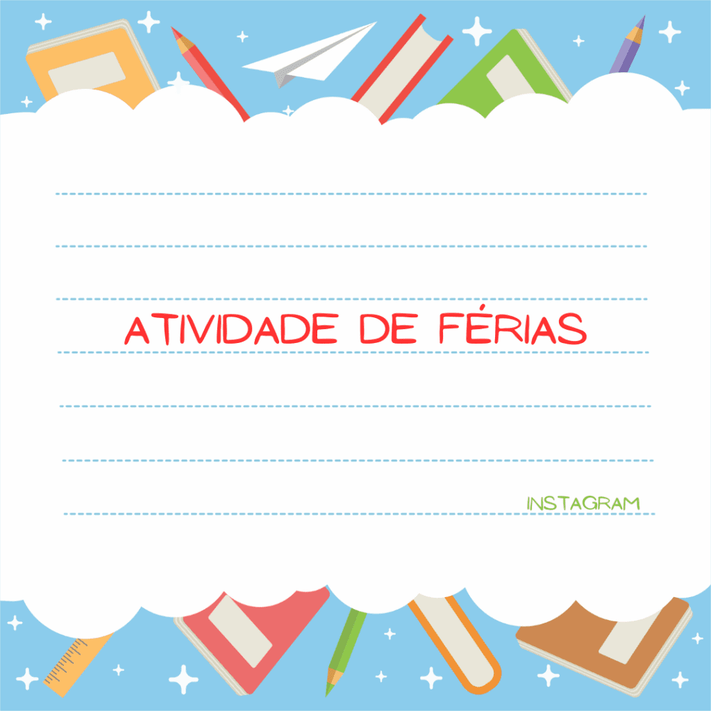 Atividade de férias - instagram - Educa Market