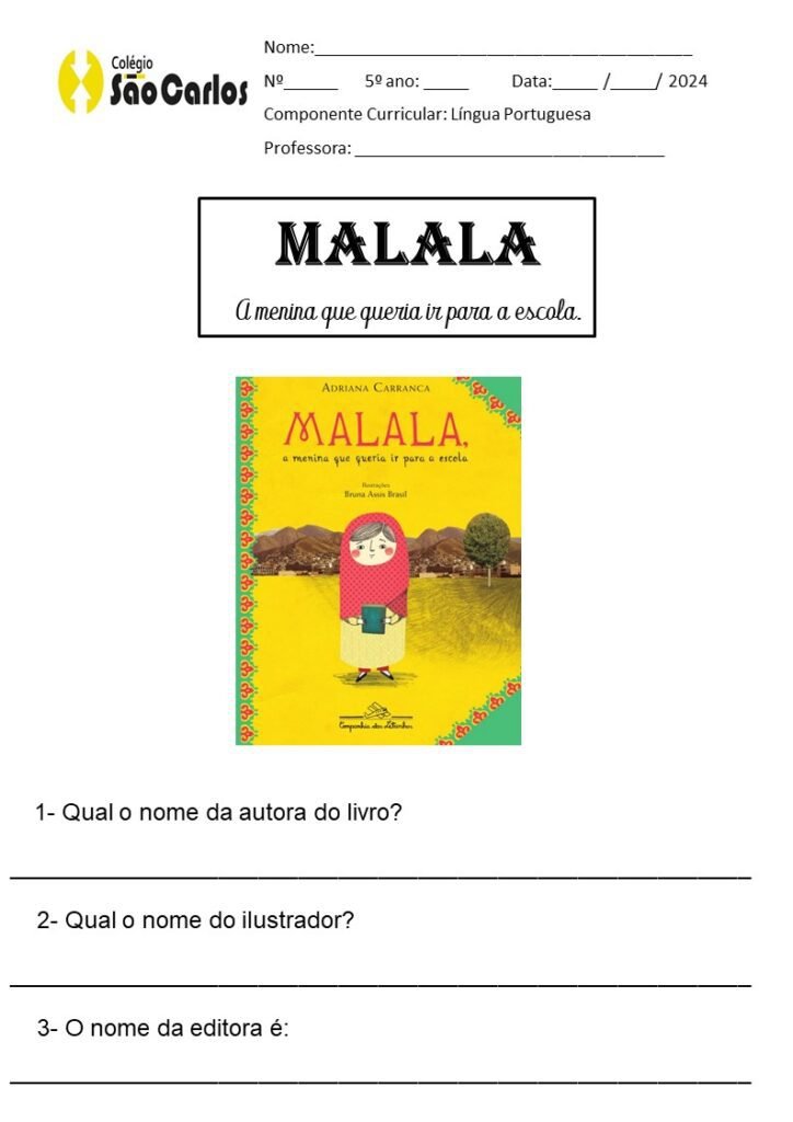 Sequencia Didática Malala :a Menina Que Queria Ir A Escola - Educa Market