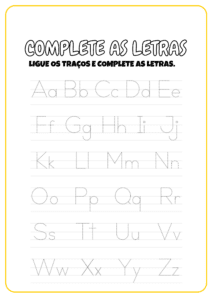Complete as Letras e Números