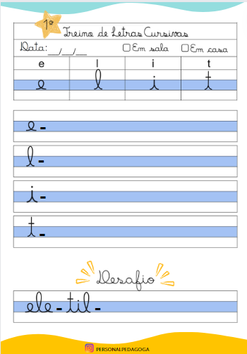 Treino De Letras Cursivas Pauta Azul Educa Market