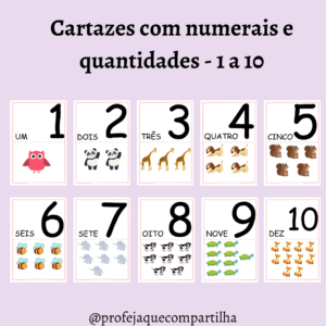 Cartazes numéricos – 1 ao 10
