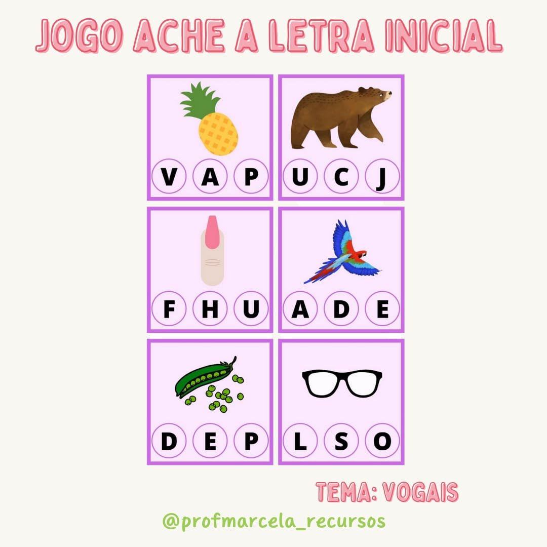 Jogo Ache A Letra Inicial Vogais Educa Market