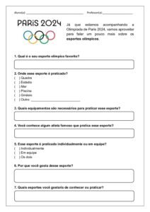 Atividade sobre Esportes Olímpicos