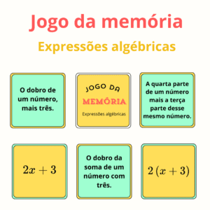 Expressões algébricas – Jogo da memória