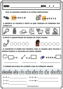 Atividades com sílabas complexas